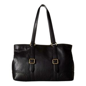 Frye Black Italian Leather Lily Tote Bag Gold Buckle Shoulder Bag MSRP $458 EUC